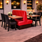 Horeca-Dubbel-Eetbank-SAFRAN-Rood-Kunstleer