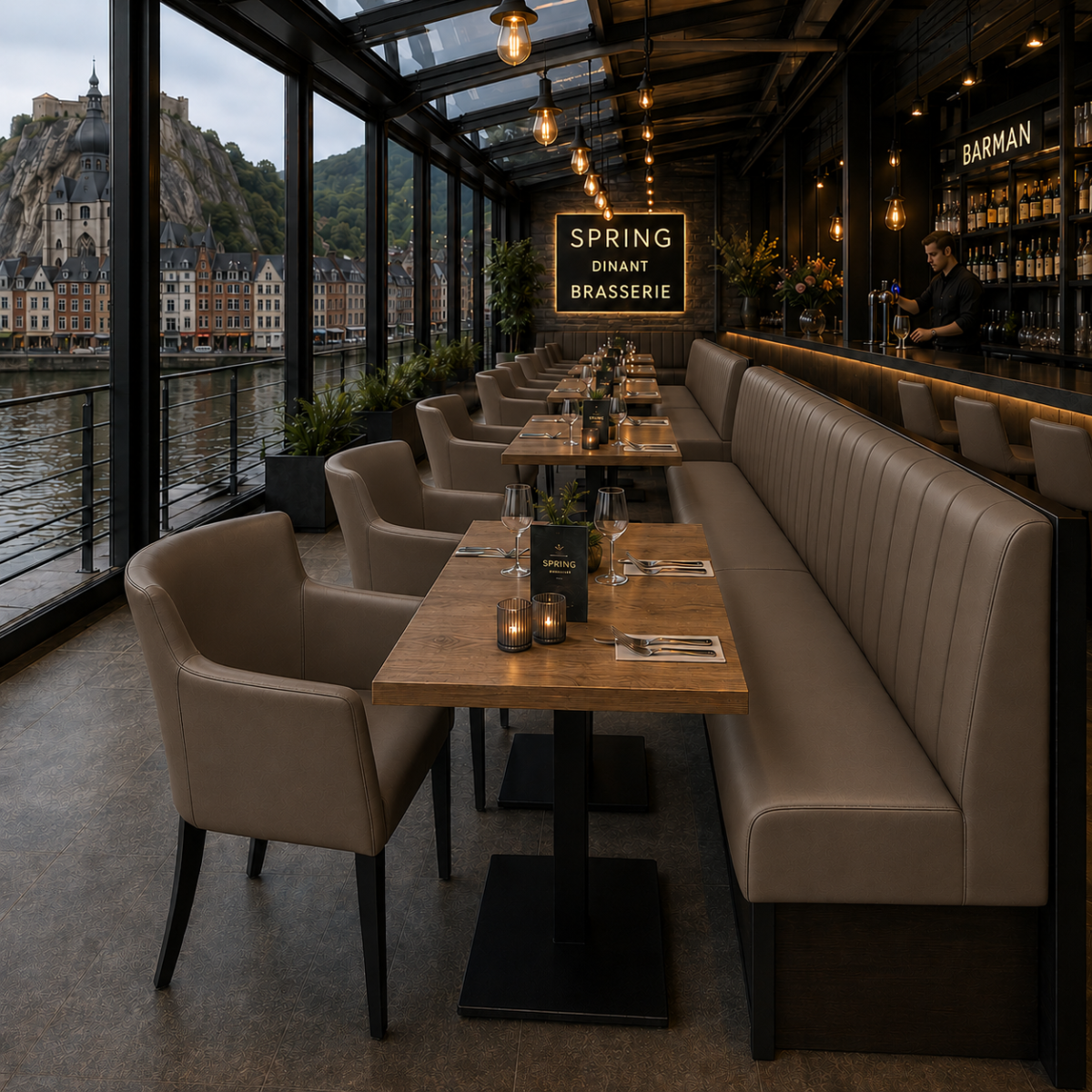Horeca-Armstoel-OMEGA-Taupe-Kunstleer