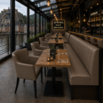 Horeca-Armstoel-OMEGA-Taupe-Kunstleer