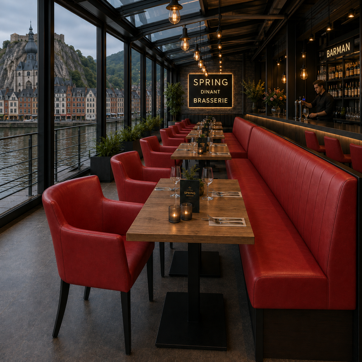 Horeca-Armstoel-OMEGA-bordeaux-Kunstleer