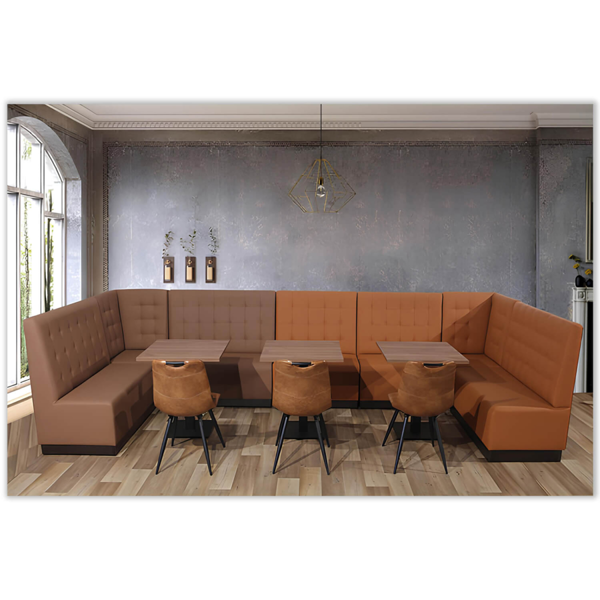 Horeca-Hoek-Eetbank-Napoli-Kunstleer-Taupe-Model-2