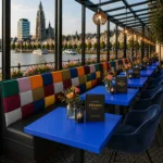 Horeca-Tafelblad-DUBLIN-BLAUW-5-cm-Dik-70x70