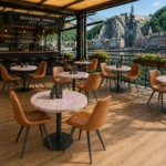 Horeca-Tafelblad-rond-DUBLIN-grey-caspio-5-cm-Dik-R70