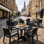 Terrasstoel-EVORA-Armleuning-Stapelbaar-Zwart-Kunststof