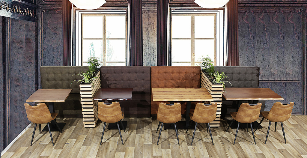 Horeca Eetbank – Napoli – Vintage Bruin - Model - 2