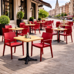 Terrasstoel-LORENA-Armleuning-Stapelbaar-Bordeaux-Kunststof