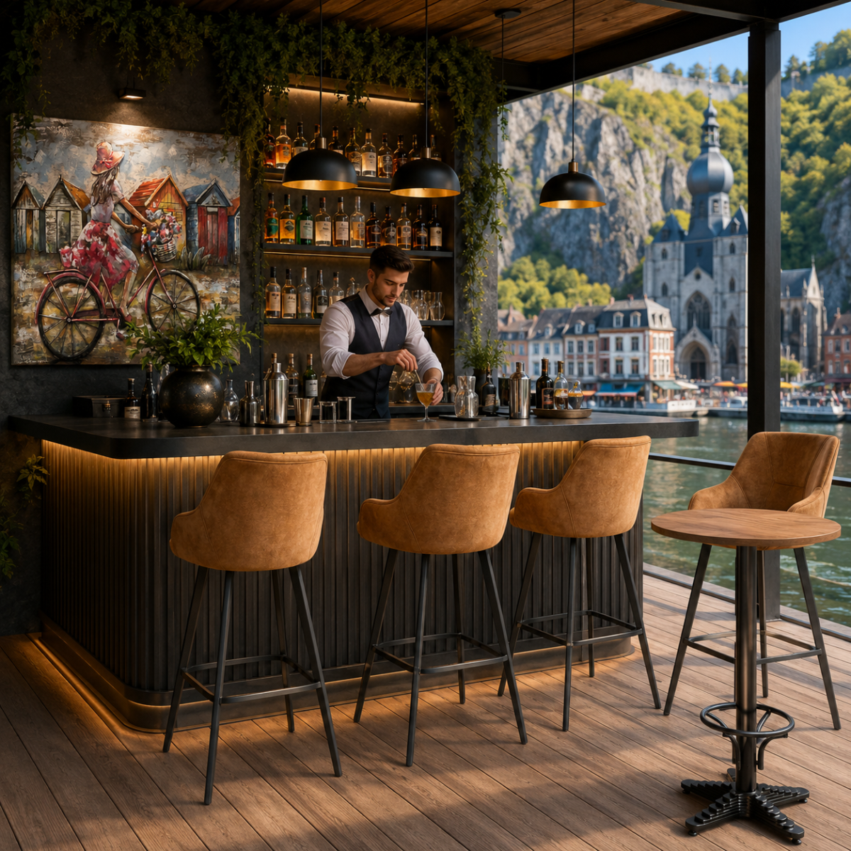 Horeca-Metalen-Bar-Armstoel-BIAS-goud-Velvet-Fluweel