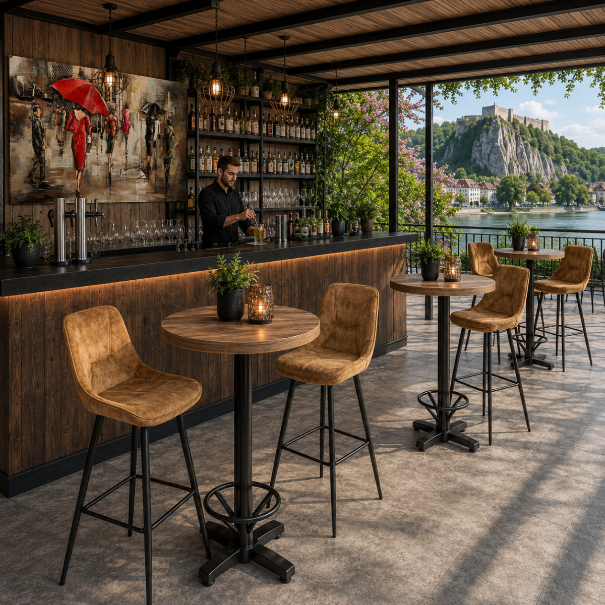 Horeca-Metalen-Bar-Armstoel-CARMEN-Goud-VELVET-FLUWEEL