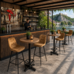 Horeca-Metalen-Bar-Armstoel-CARMEN-Goud-VELVET-FLUWEEL