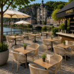 Terrasstoel-VEGA-Armleuning -Stapelbaar-Beige-Rattan