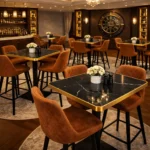 Horeca-Statafel-Met-Onderstel-FAUX-MARMER-zwart-60×60-Hoogte-111-cm