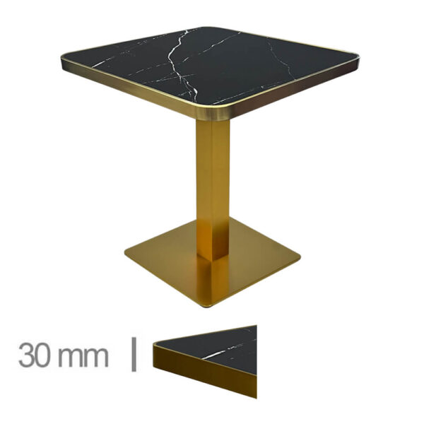 Horeca Table Faux Marble Black 70x70 Cm With Base