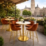 Horeca-Ronde-Statafel-Met-Onderstel-FAUX-MARMER-WIT-Ø60-Hoogte-111-cm