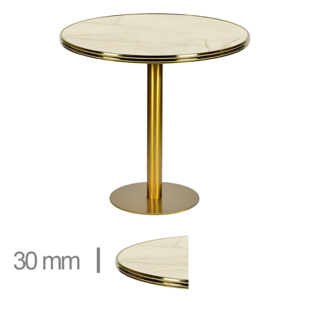 Horeca-Tafel-Rond-Met-Messing-Rand-Werzalit-Golden-Marble-60-Cm-B-320-Gold