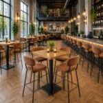 Horeca-Metalen-Barstoel-ZADIG-Roest-Velvet-Fluweel