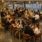 Horeca-Metalen-Barstoel-ZADIG-Roest-Velvet-Fluweel-model-2
