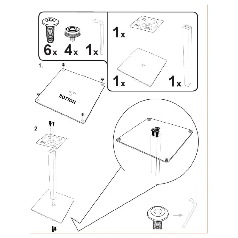 Horeca-Tafelonderstel-Gietijzer-40×40-Hoogte-72-Cm-Zwart-B-339-Montage-2