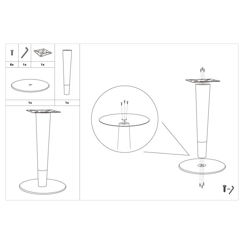 Horeca-Tafelonderstel-Rond-Roestvrij-Staal-En-Ijzer-45-Cm-Hoogte-72.5-Cm-Goud-Zwart-B-320 GOLDBLACK-Montage