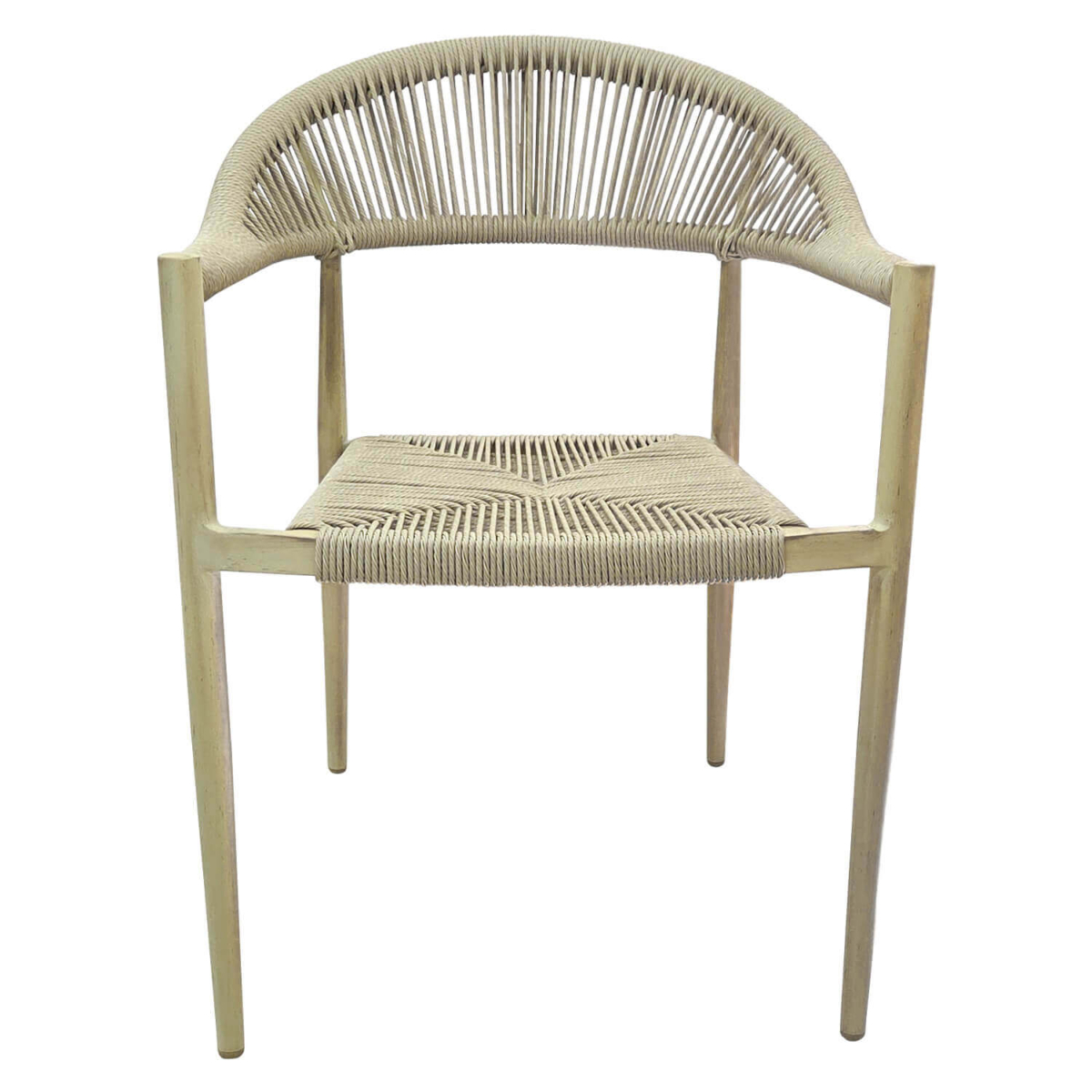 Terrasstoel VOLGA - Armleuning- Stapelbaar- Beige Rattan - Afbeelding 4