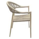 Chaise de Terrasse VOLGA- Avec Accoudoirs- Empilable- Rotin Beige – Image 4