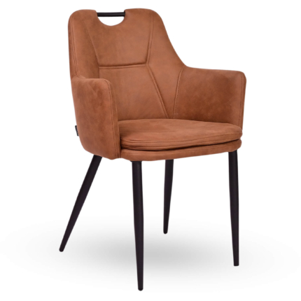 Chaise de Restaurant Avec Accoudoirs - VICTORIA - Microfibre Vintage Cognac