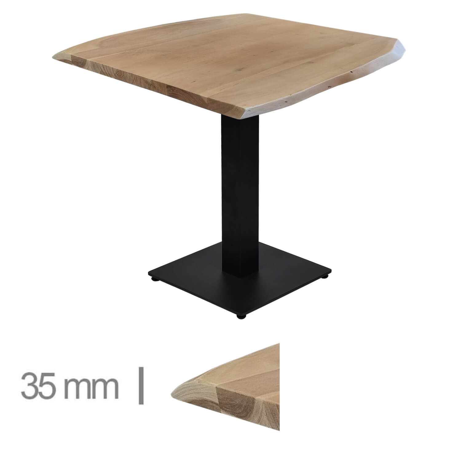 Horeca-Boom-Tafel-Acacia-75x75-Cm-Met-Gietijzeren-Onderstel