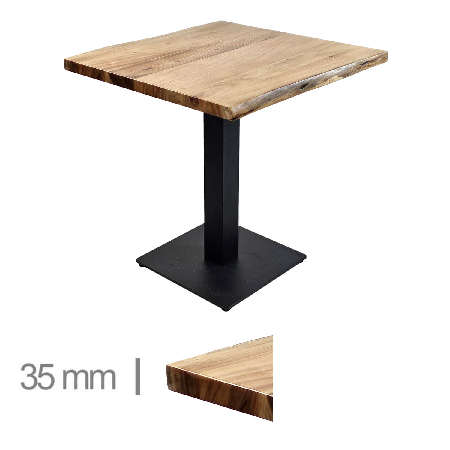 Horeca-Boom-Tafel-Acacia-75x75Cm-Met-Gietijzeren-Onderstel