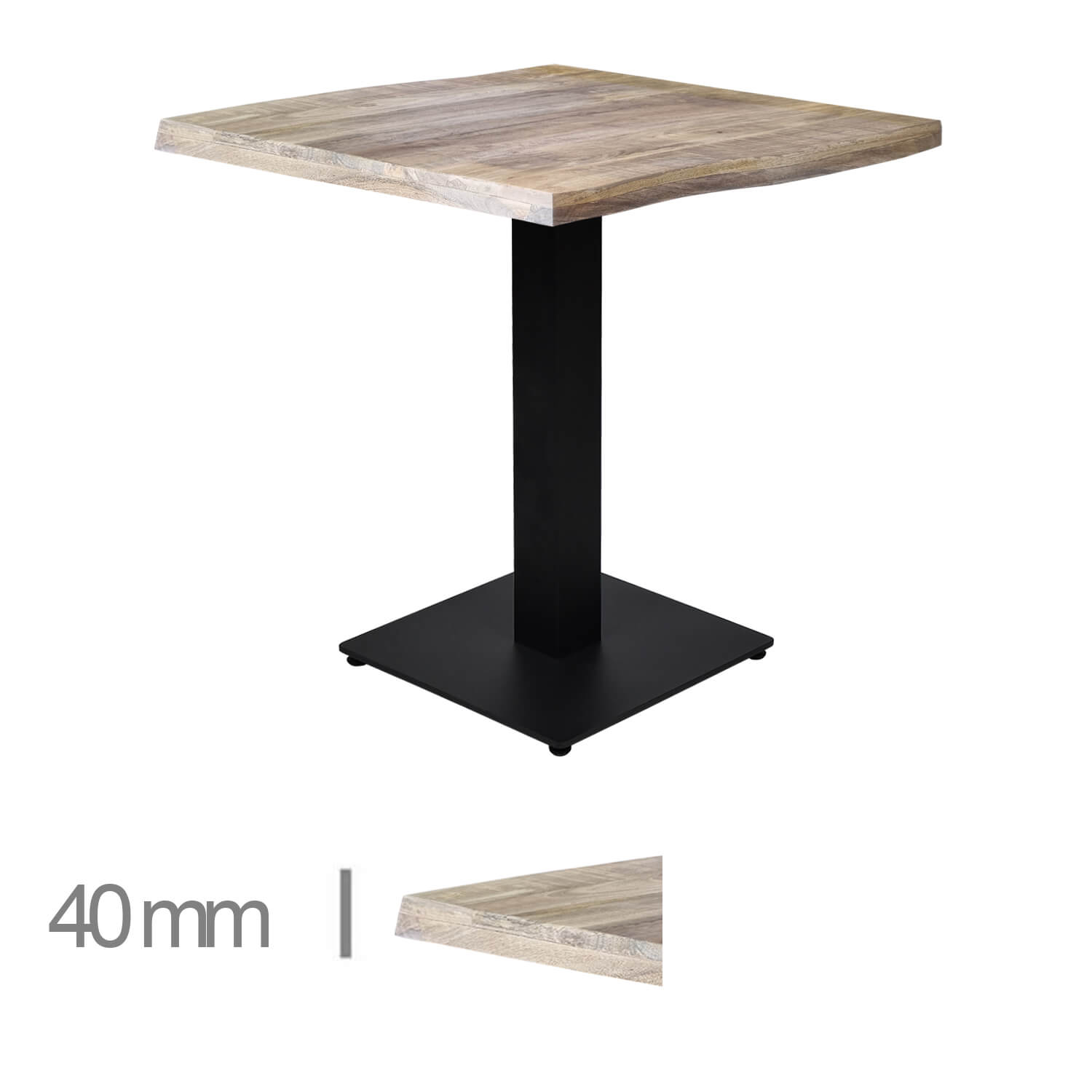 Horeca-Mangohout-Tafel-Mango-NE-60x60-Cm-Met-Stalen-Onderstel