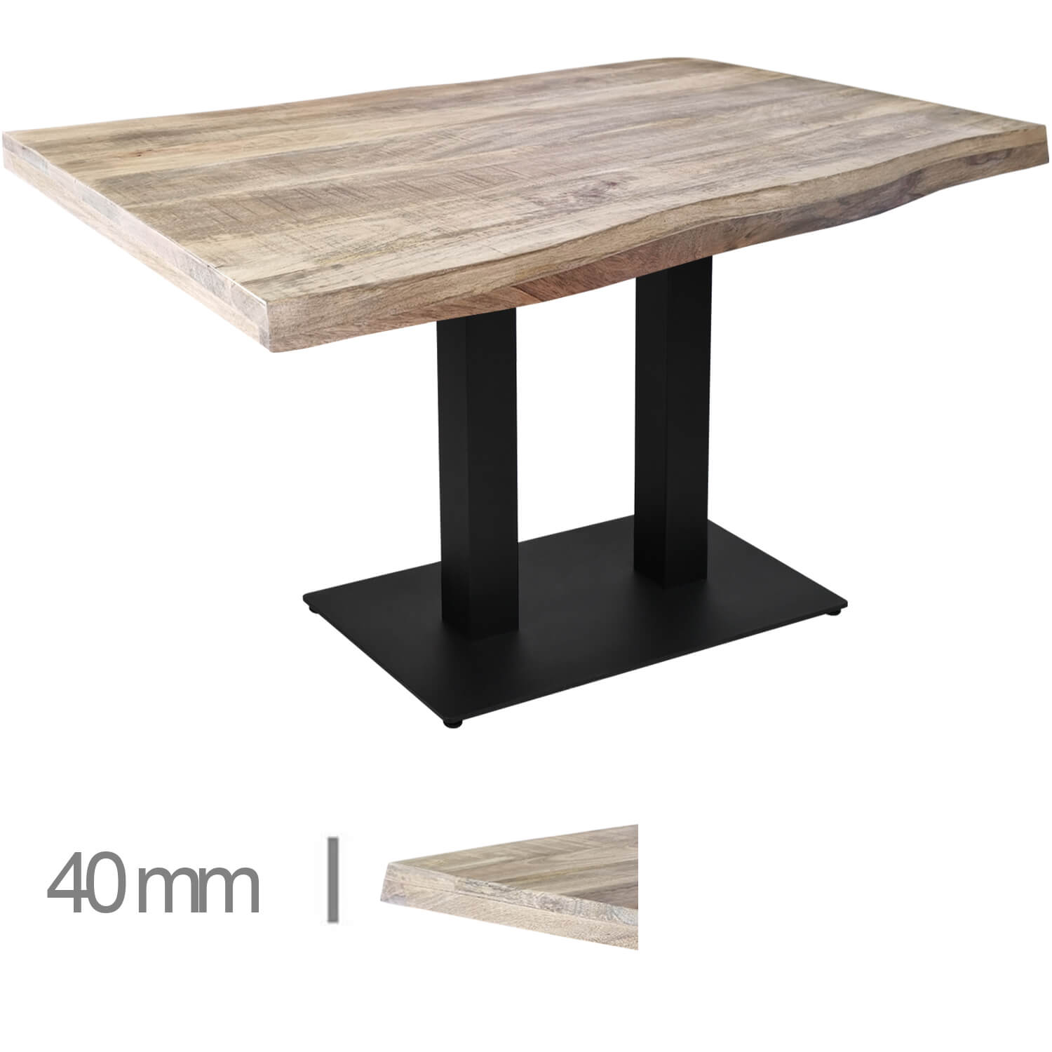 Horeca-Mangohout-Tafel-Mango-NE-70x120-Cm-Met-Stalen-Onderstel