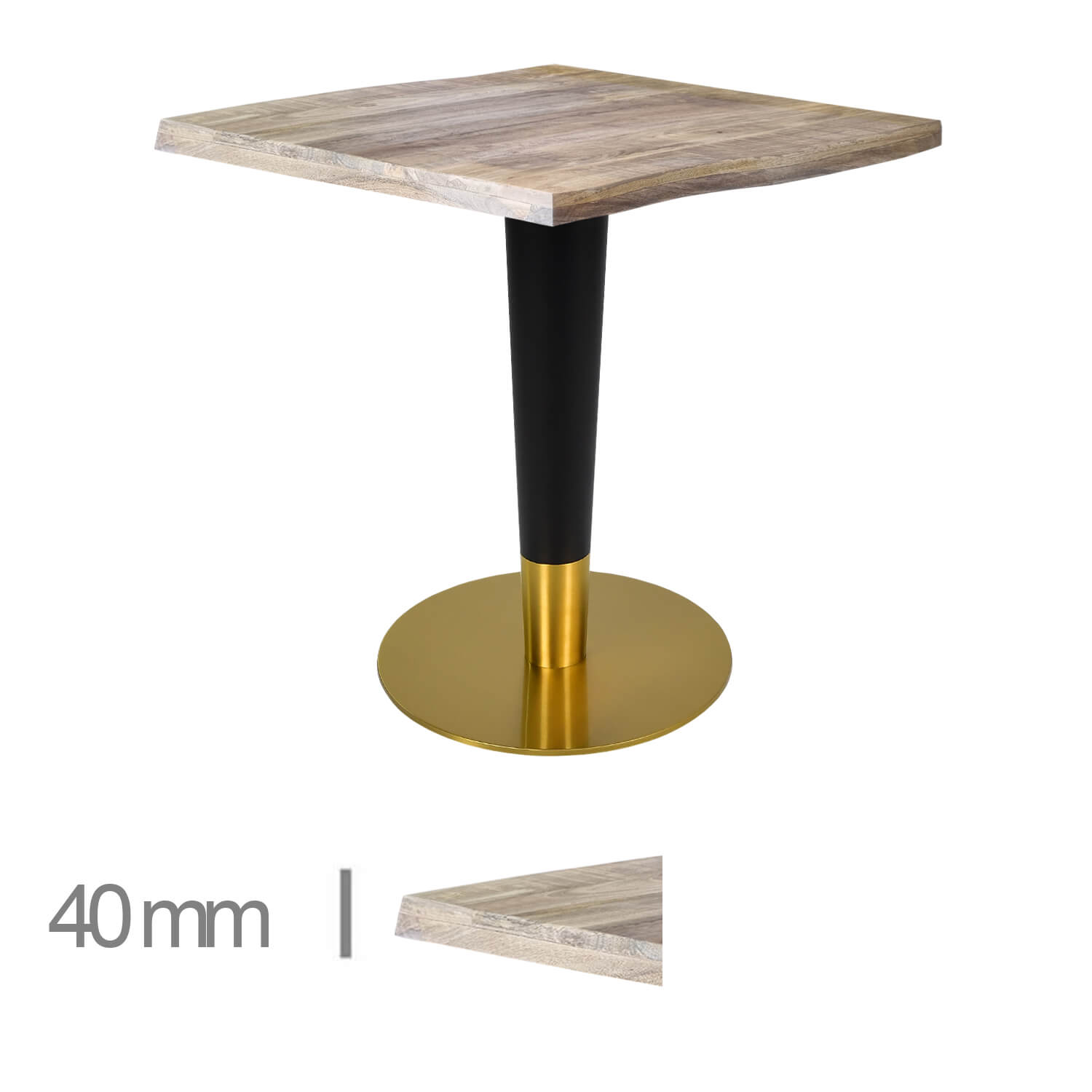 Horeca-Mangohout-Tafel-Mango-NE-70x70-Cm-B-320-GOLD-BLACK