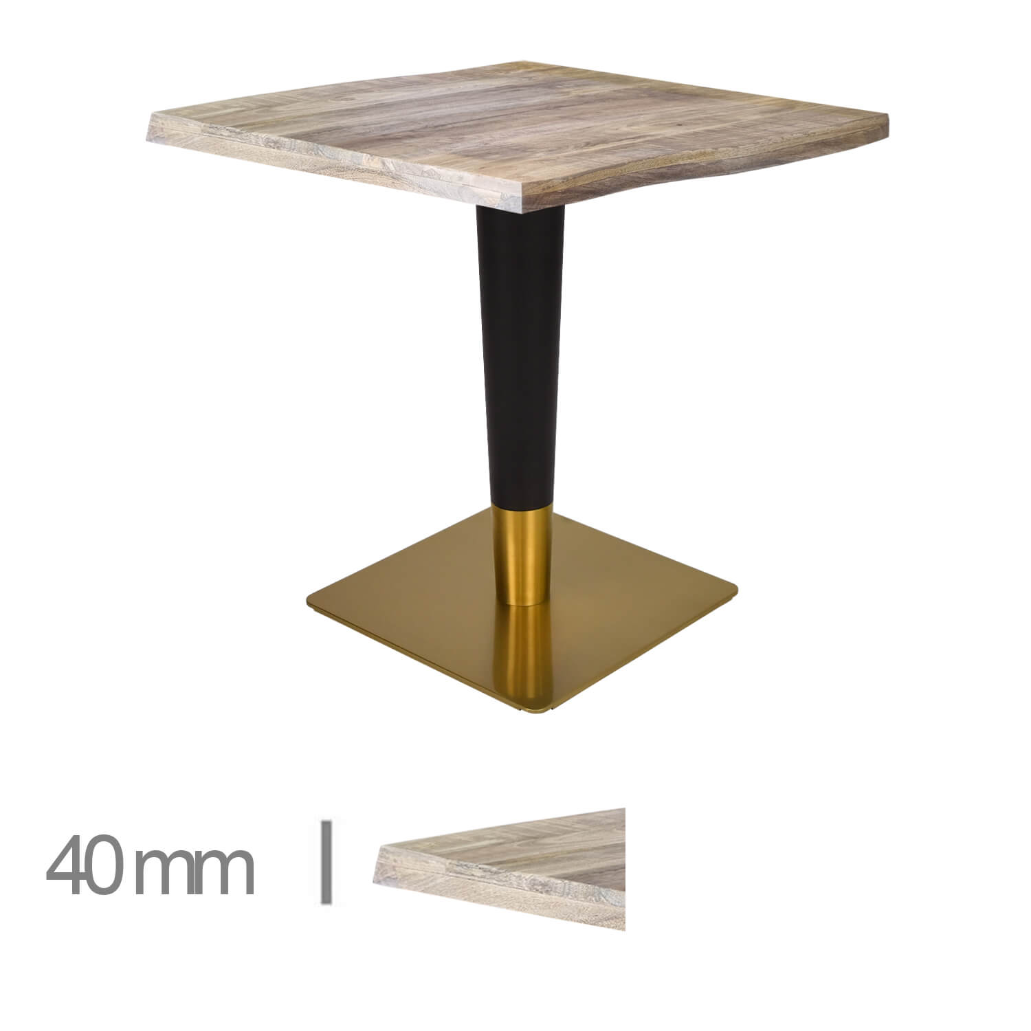 Horeca-Mangohout Tafel-Mango-NE-70x70-Cm-B-339-GOLD-BLACK