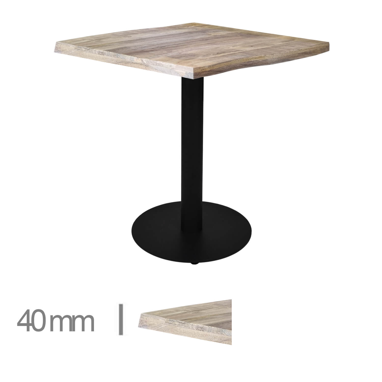 Horeca-Mangohout-Tafel-Mango-NE-70x70-Cm-Met-Stalen-Onderstel