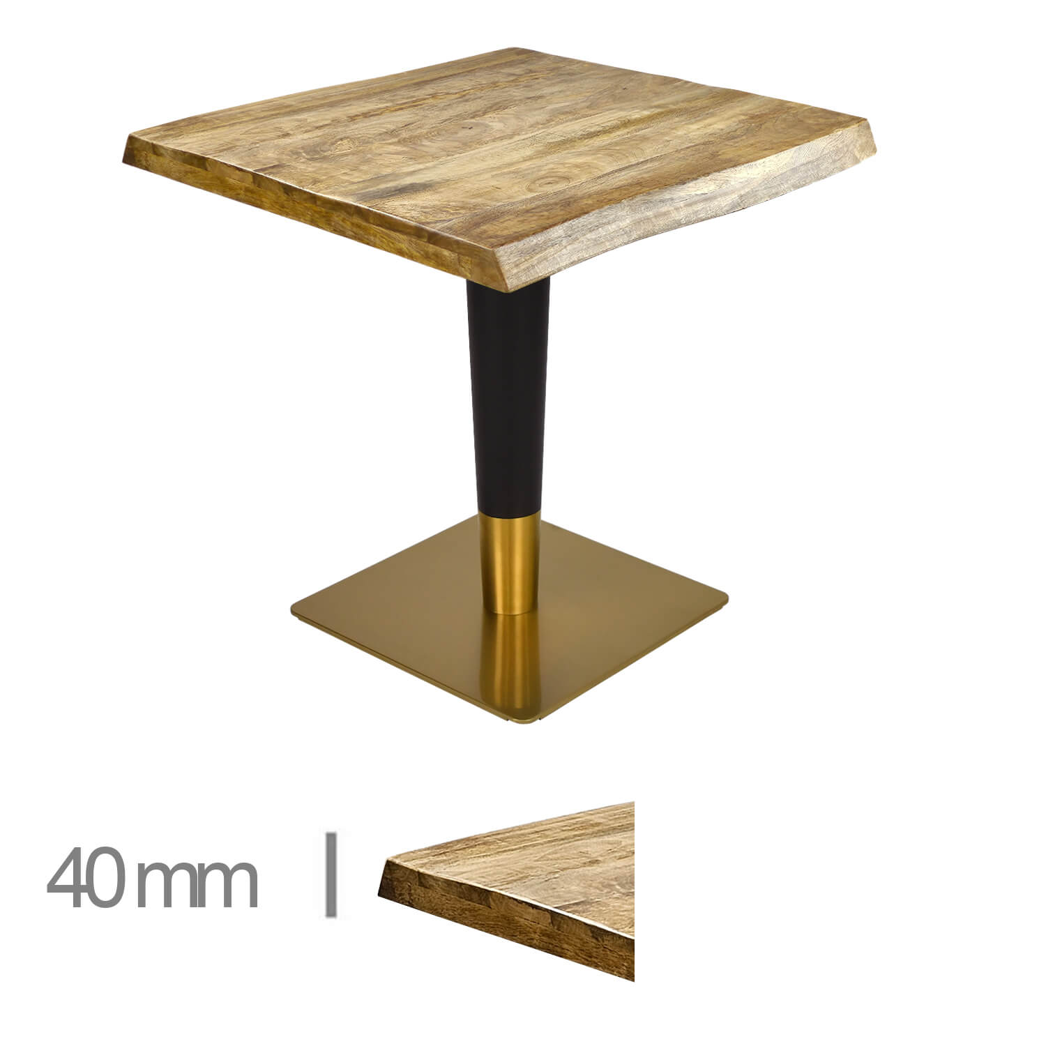 Horeca-Mangohout Tafel-Mango-NE-70x70Cm-B-339-GOLD-BLACK