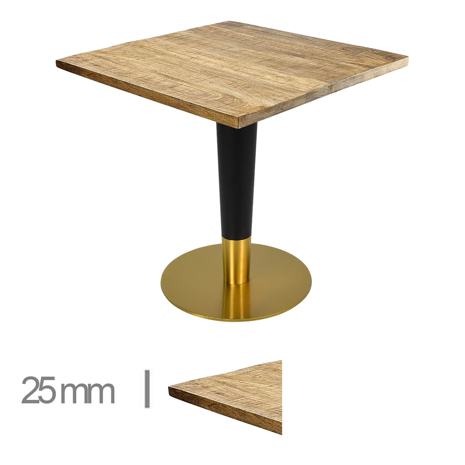 Horeca-Mangohout-Tafel-Mango-Solid-70x70Cm-B-320-GOLD-BLACK