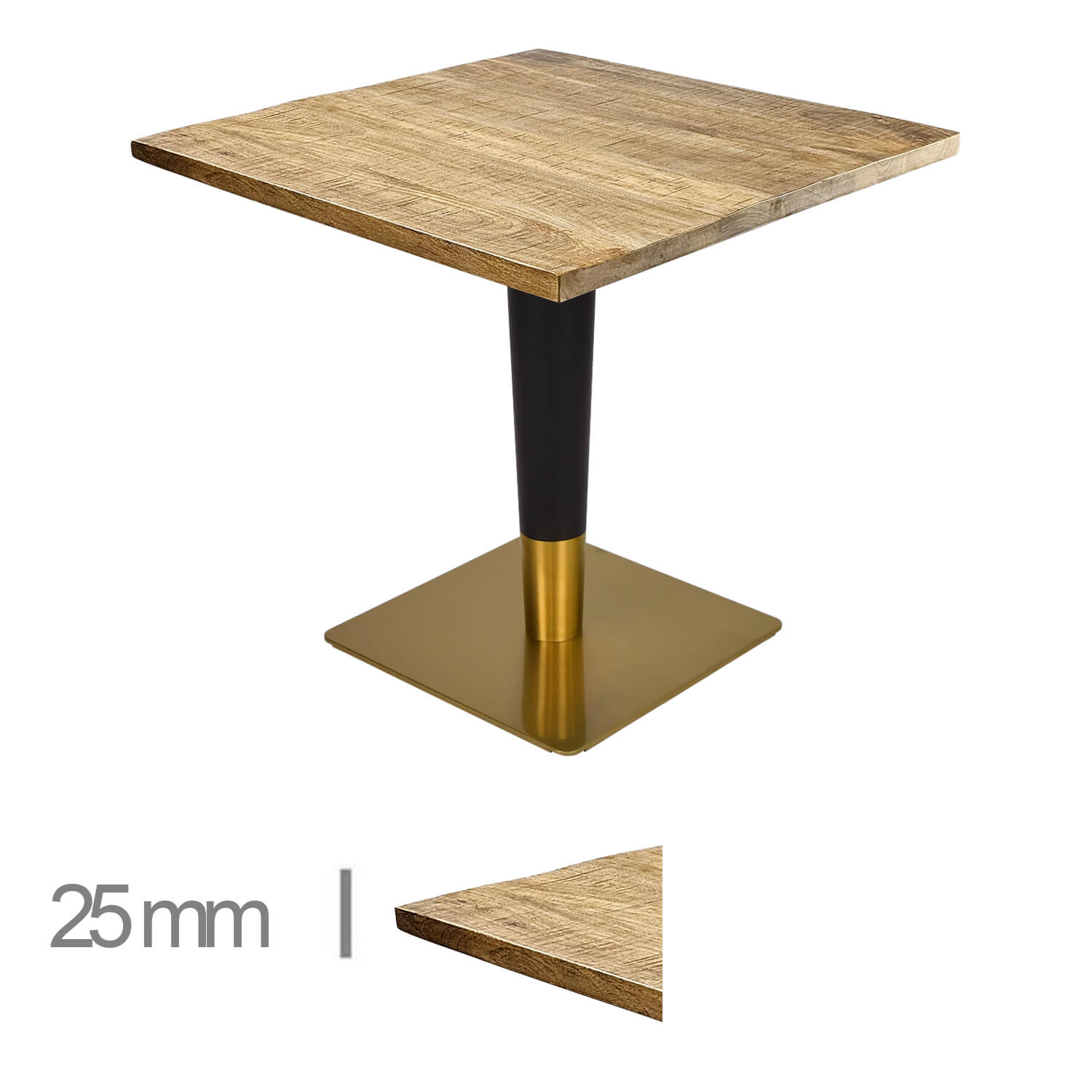 Horeca-Mangohout-Tafel-Mango-Solid-70x70Cm-B-339-GOLD-BLACK