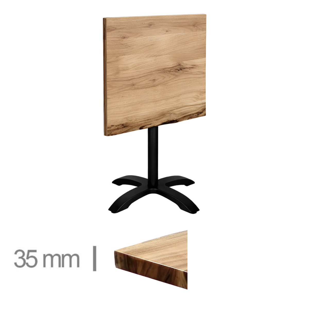 Horeca-Baumtisch-Mit-Klapprahmen-ACACIA-75×75cm Horeca Boom Tafel Met Klaponderstel - ACACIA - 75x75 cm - Afbeelding 1