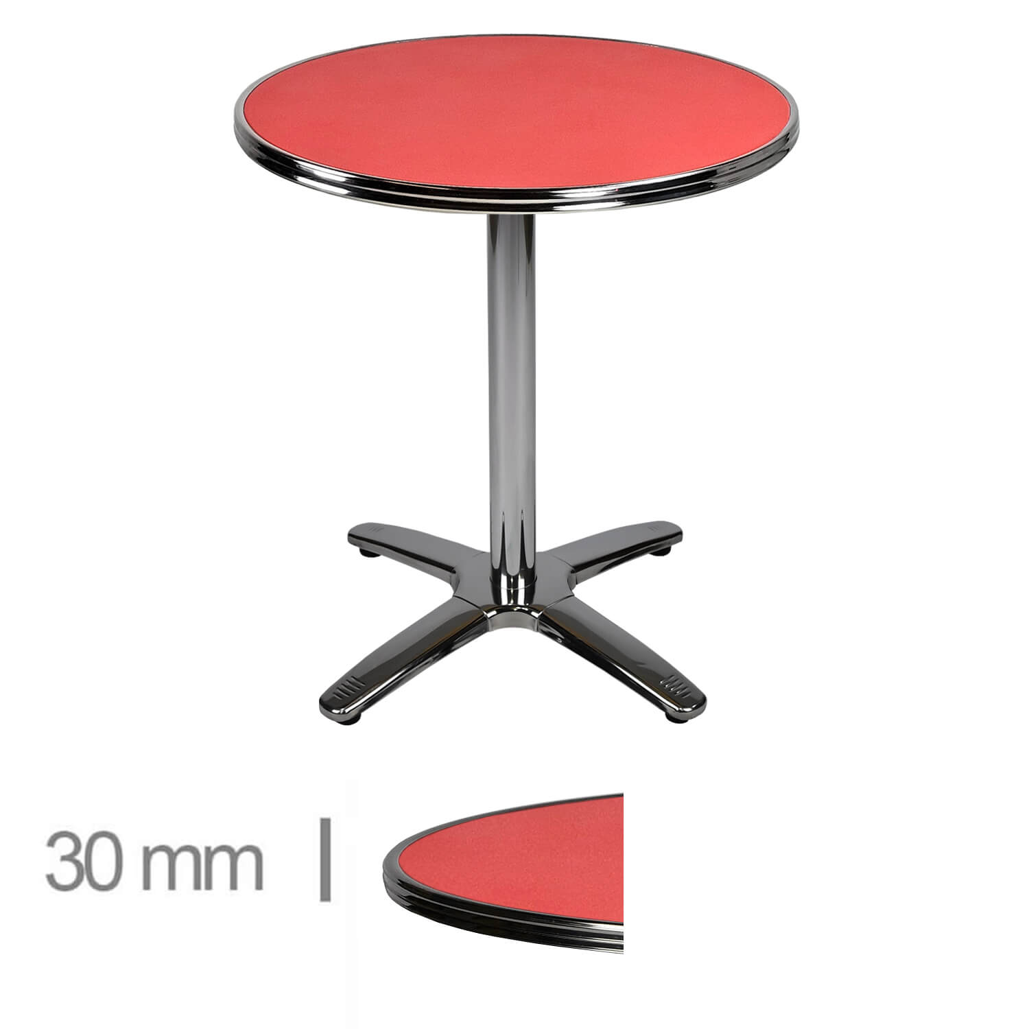 Horeca-Terrastafel-Rond-Met-Chroom-Rand-Werzalit-Rood-70-Cm-108-A-Roma