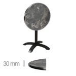 Horeca-Terrastafel-Opklapbaar-Rond-Met-Chroom-Rand-Werzalit-Brownie-Marble-60-Cm