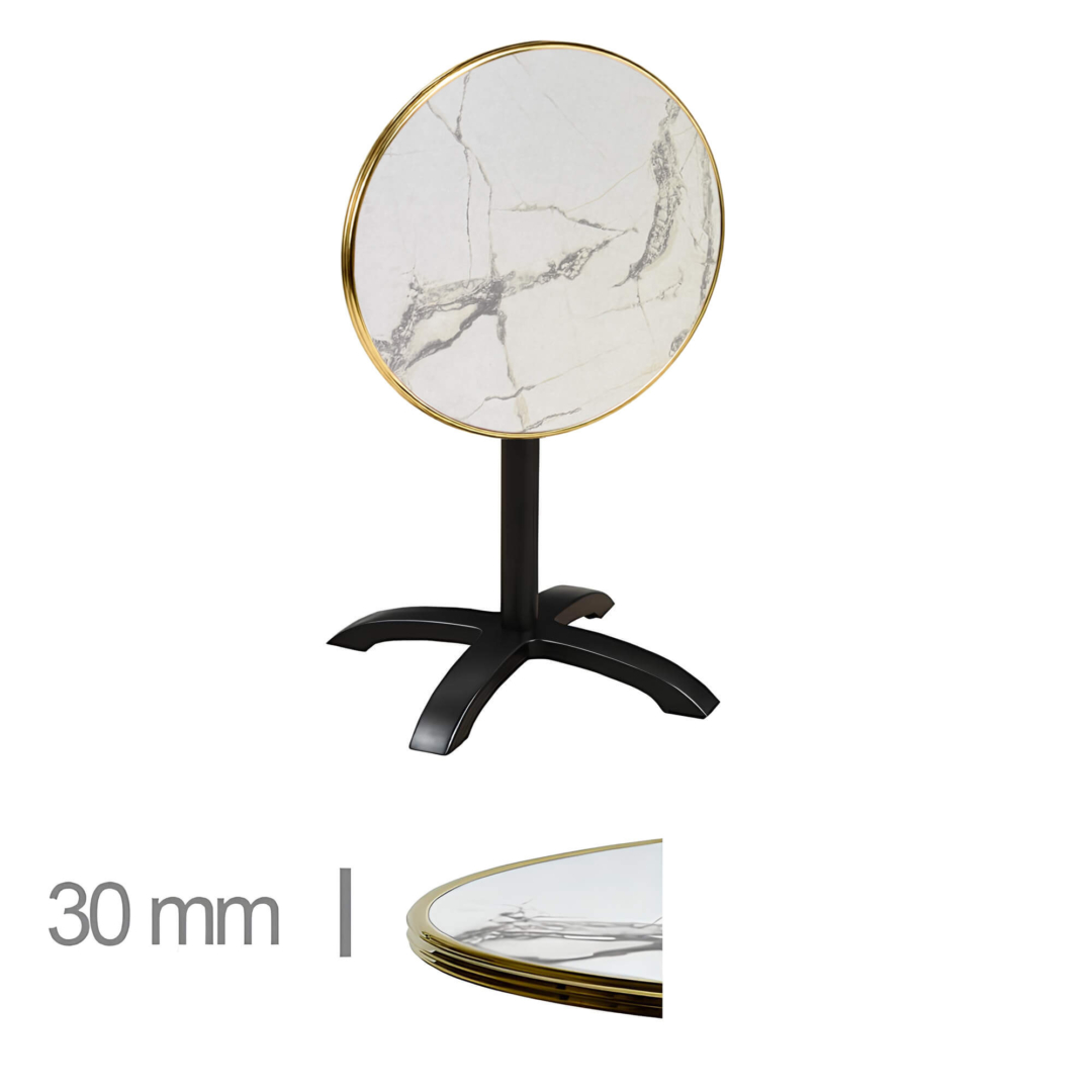 Horeca-Terrastafel-Opklapbaar-Rond-Met-Messing-Rand-Werzalit-Bianca-60-Cm-A-Srd