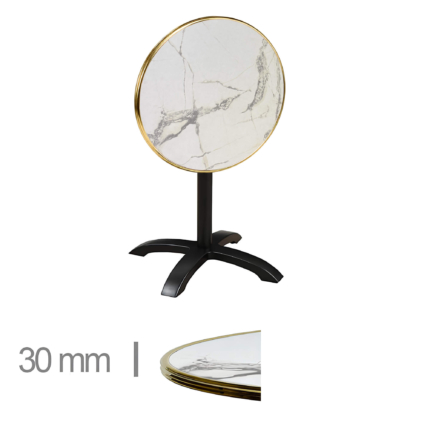 Horeca-Terrastafel-Opklapbaar-Rond-Met-Messing-Rand-Werzalit-Bianca-60-Cm-A-Srd