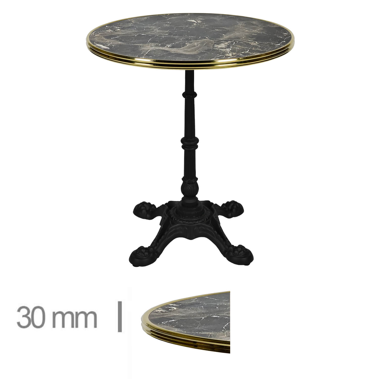 Horeca-Terrastafel-Rond-Met-Messing-Rand-Werzalit-Brownie-Marble-60-Cm-B-CE155