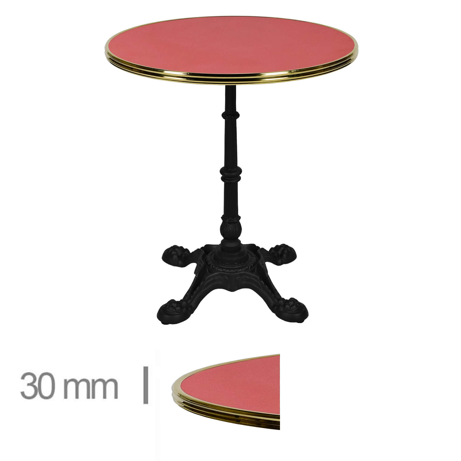 Horeca-Terrastafel-Rond-Met-Messing-Rand-Werzalit-Rood-60-Cm-108-B-CE155