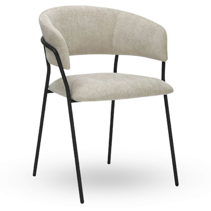 Chaise de Restaurant Avec Accoudoirs - LUUK - Velours Naturel