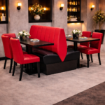 Horeca-Dubbel-Eetbank-SAFRAN-RoodZwart-Kunstleer