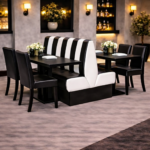 Horeca-Dubbel-Eetbank-SAFRAN-WitZwart-Kunstleer