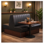 Horeca-Dubbel-Eetbank-SAFRAN-Zwart Kunstleer