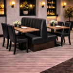 Horeca-Dubbel-Eetbank-SAFRAN-Zwart-Kunstleer