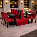 Horeca-Dubbel-Eetbank-SAFRAN-Zwartrood-Kunstleer