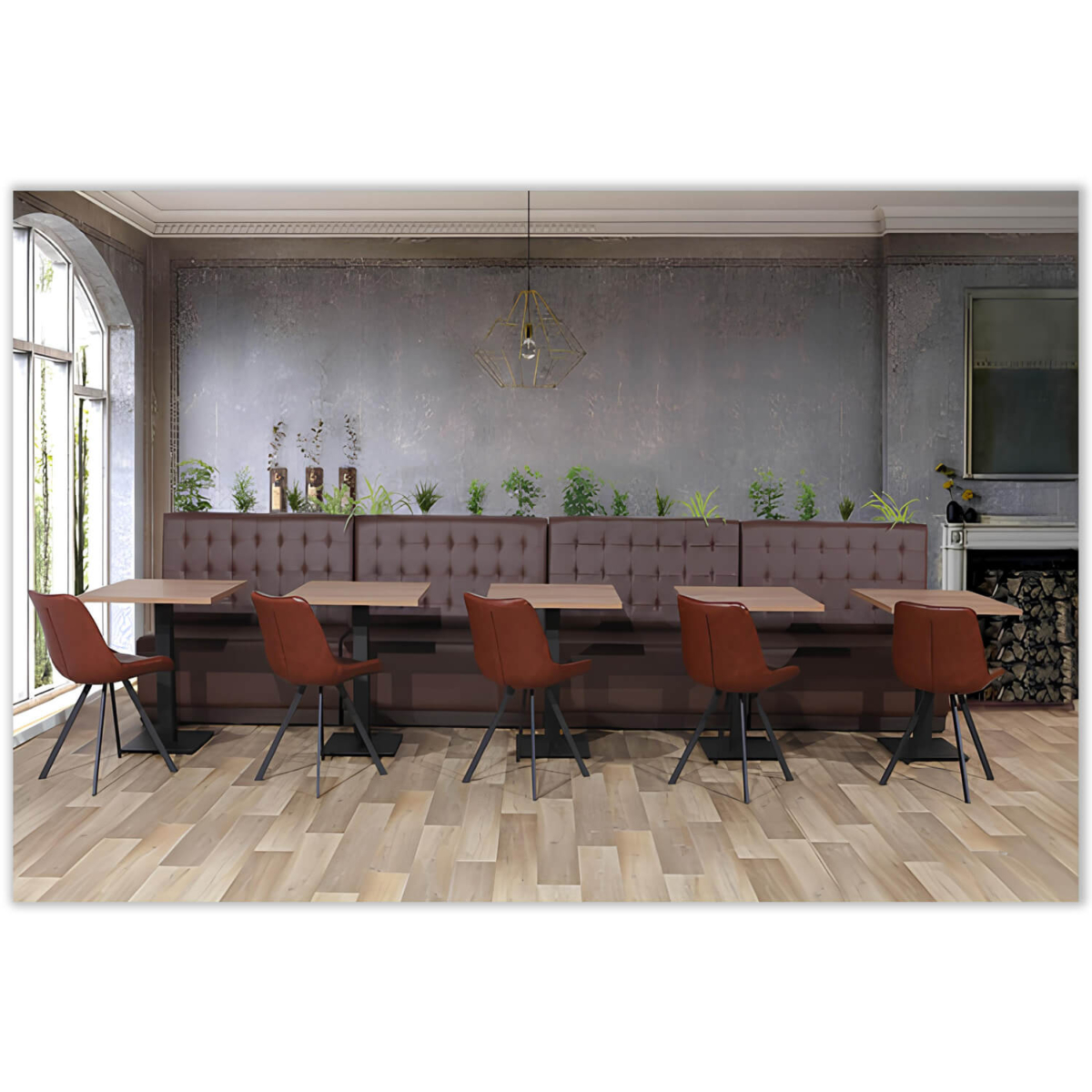 Horeca-Eetbank-Luna-120-cm-Kunstleer-Bruin-Model-3