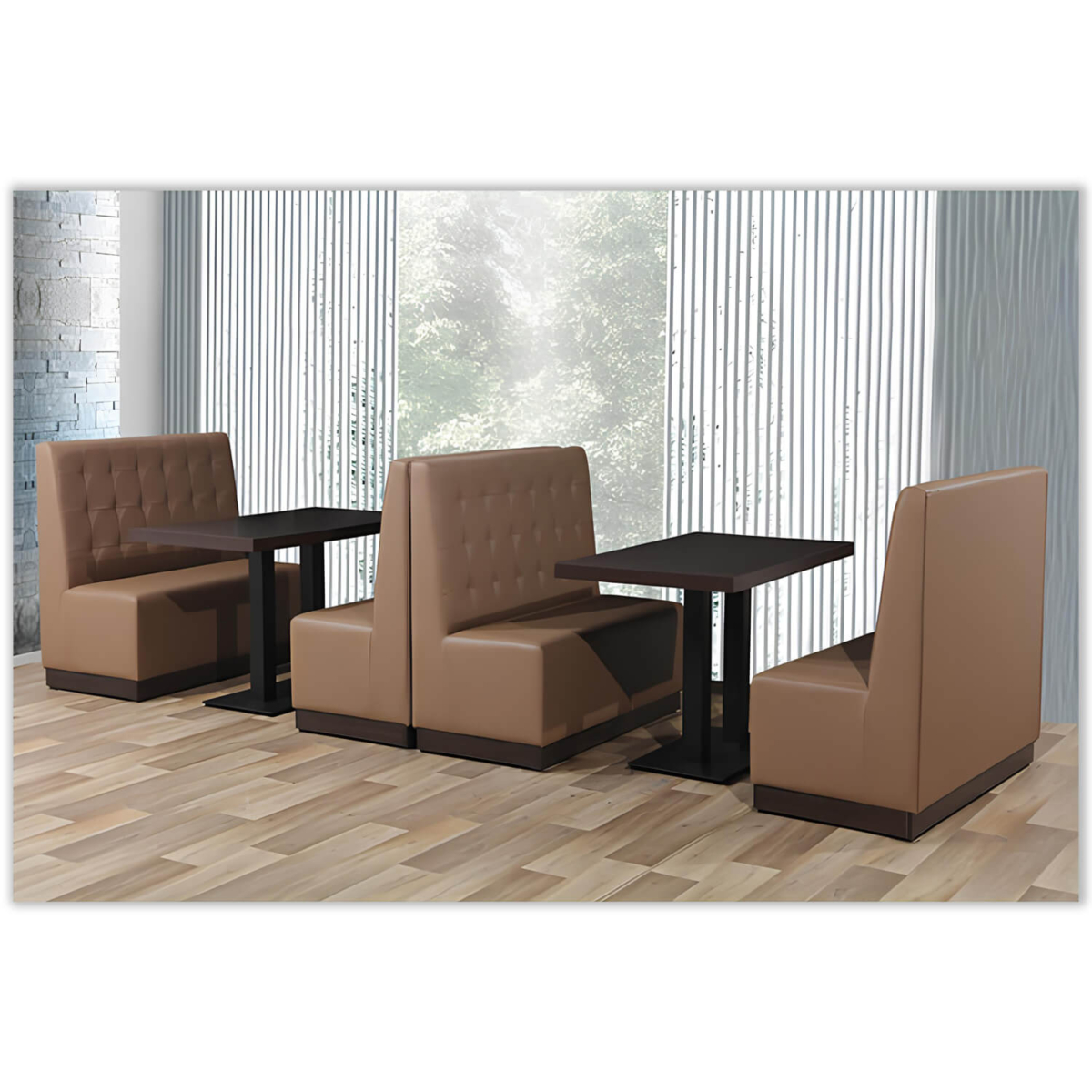 Horeca-Eetbank-Luna-120-cm-Kunstleer-Taupe-Model-2